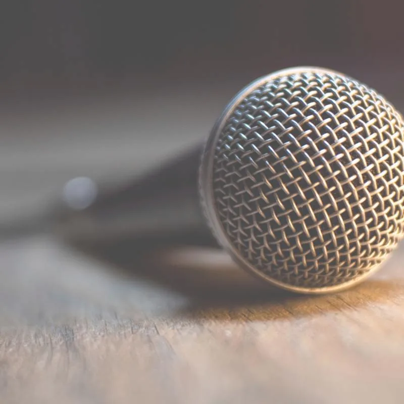 Microphone on its side, close up